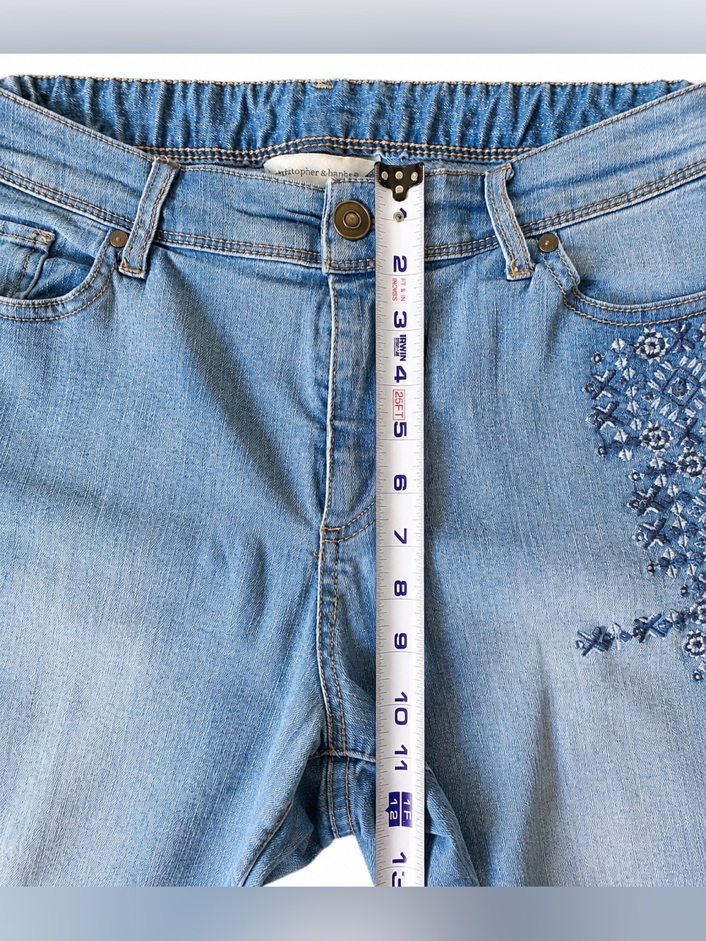 Christopher & Banks Light Blue Jeans Embroidered 12 - Picture 3 of 8